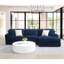 Canapé modulaire en velours côtelé breton bleu avec 4 coussins