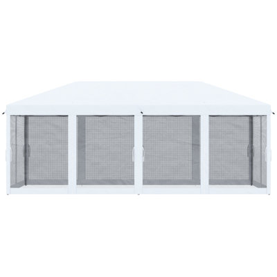 Auvent robuste avec filet, pour la protection solaire en extérieur, jardin, patio. Grande tente de protection instantanée blanche pour patio, blanc crème, capacité intérieure