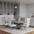 78" Faux Marble Dining Table with Mirrored Metal Base-83197526-83197525