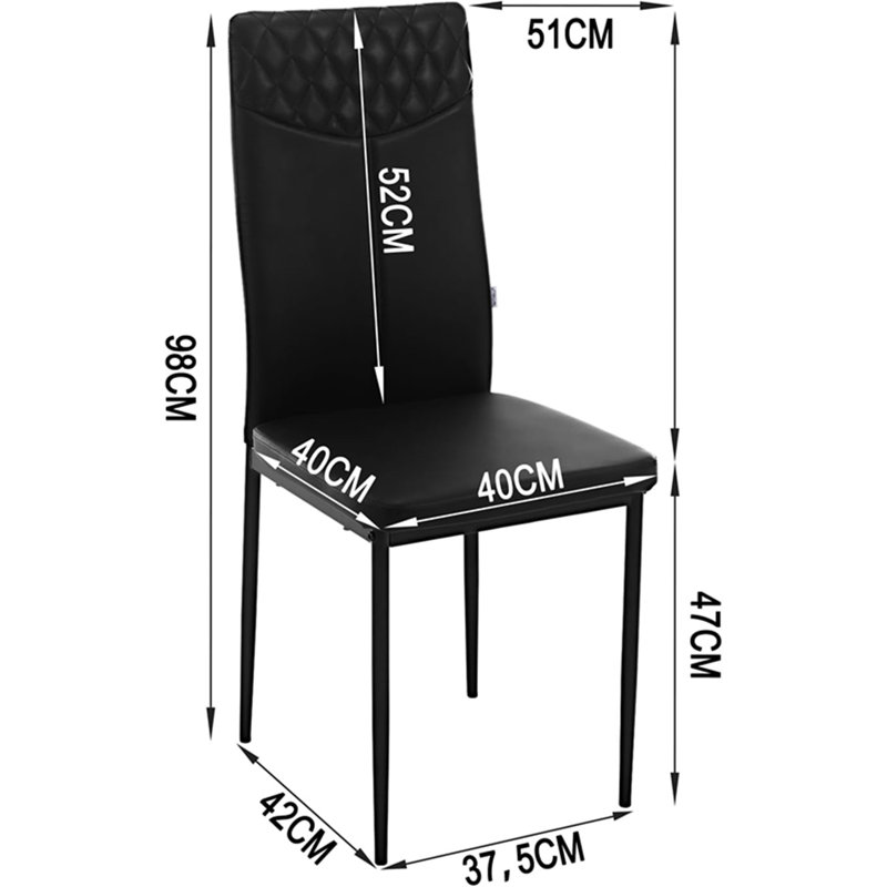 Eisine 47cm H Upholstered Metal Side Chair, Black