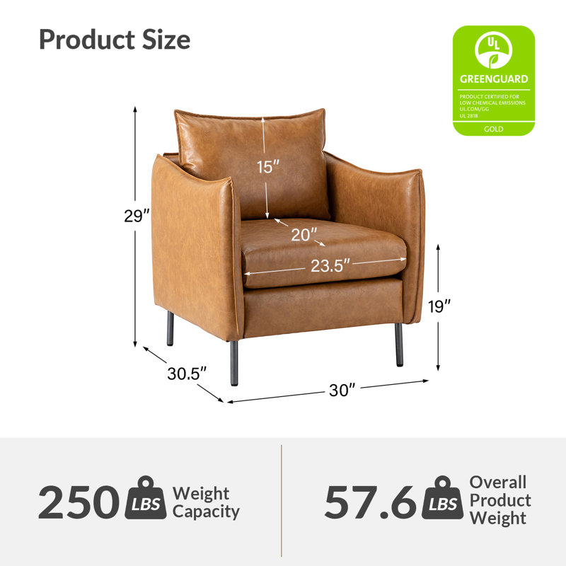 Fauteuil Paolo, Similicuir galet camel