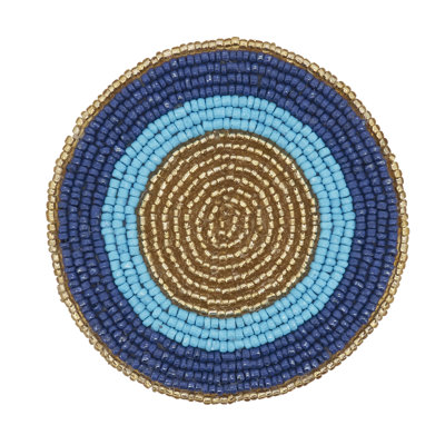 Sous-verres à motif de perles en spirale (ensemble de 4) - Sous-verres décoratifs à rayures brodées pour table basse, table de salle à manger et pour recevoir