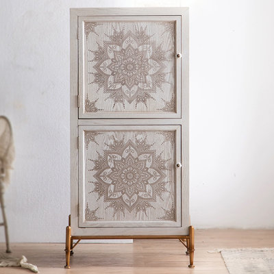 Retro White Solid Wood Sideboard