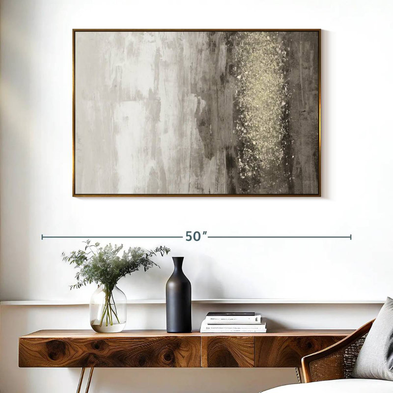 Pluie scintillante I, Cadre flottant doré, 40 po x 27 po
