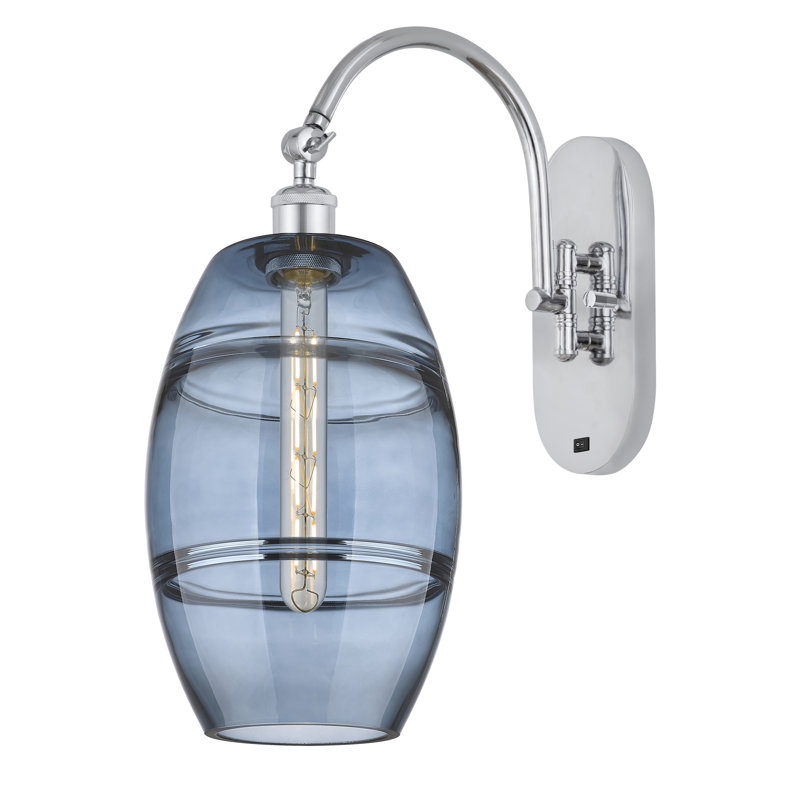 Applique murale en acier Dundrod, Chrome poli, Bleu princesse