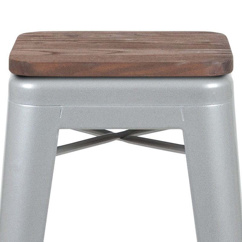 Seitz Iron Outdoor Stool, Bar Stool (30" Seat Height), Silver