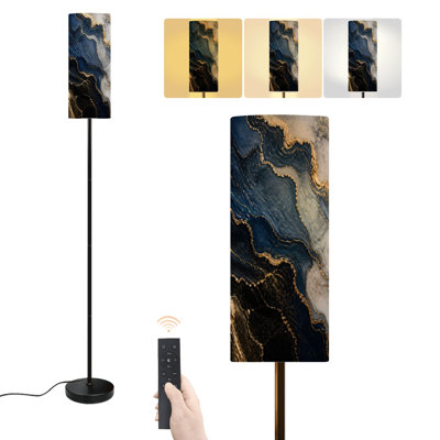 Floor Lamp blue marble golden veins navy abstract white artificial liquid fashion Dimmable Modern Standing Lamp with Remote Control Footswitch Bulb Lampshade Tall Pole Corner Lamp for Living Room Bedroom Office