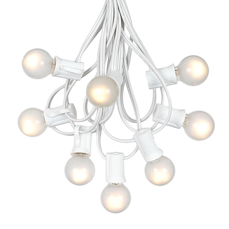 Guirlande de 25 lumières sphériques d'extérieur 25 '(connectable d'un bout à l'autre), Jaune, blanc