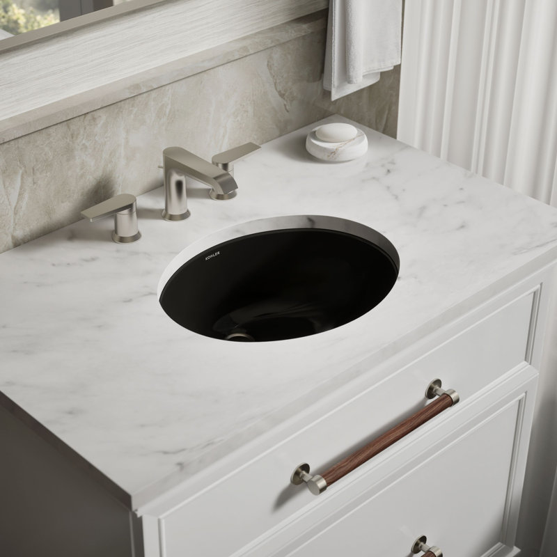 Caxton® Ceramic Oval Undermount Bathroom Sink with Overflow, Black