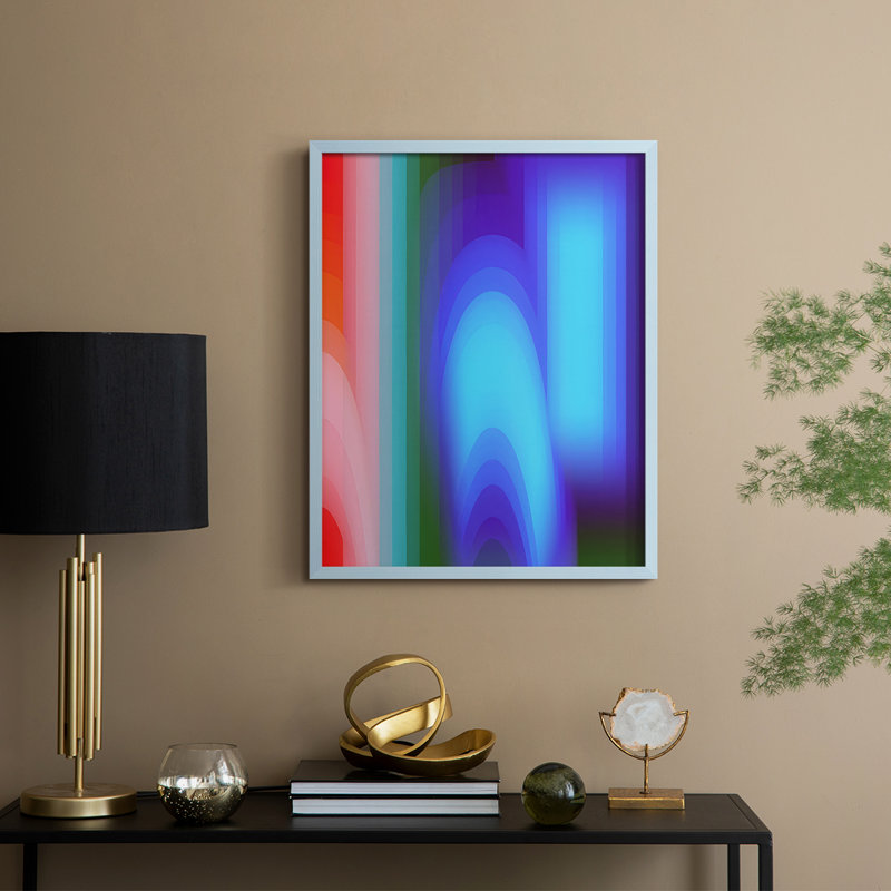 Impression encadrée Groovy Prism Gradients II - bois massif, H 21 po x l 17 po, Cadre bleu