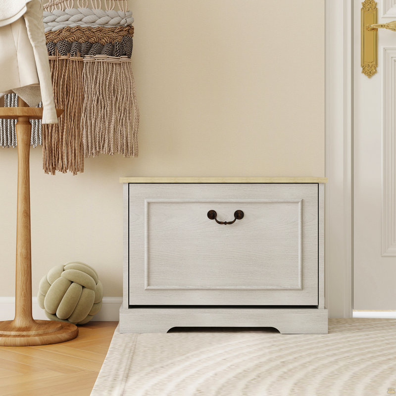 Banc de rangement pour chaussures avec 1 tiroir rabattable, petite armoire à chaussures avec tablette réglable