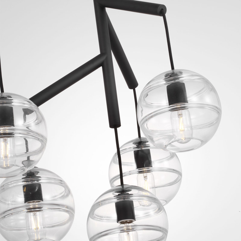 Sean Lavin Sedona 8-light LED double chandelier in nightshade black finish, Clear