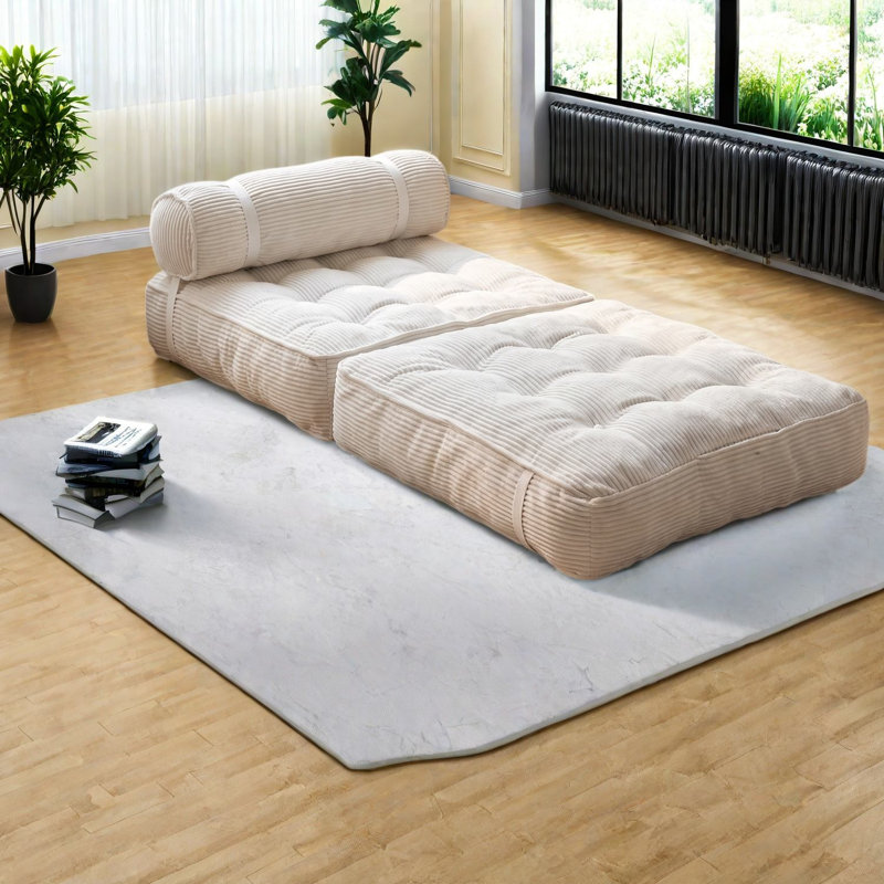 Canapés à compression portables, velours côtelé noir, salon compact et moderne pour la maison, Beige