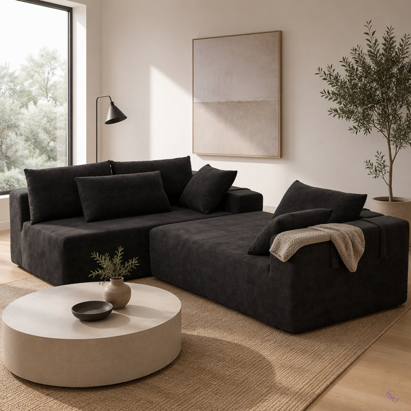 Modern Chenille Upholste Sectional Sofa Couch Set,Modular 108" L Shaped Sectional Living Room Sofa Set With 6 Pillows,Free Combination Sofa Couch For Living Room,Bedroom(Left Chaise)