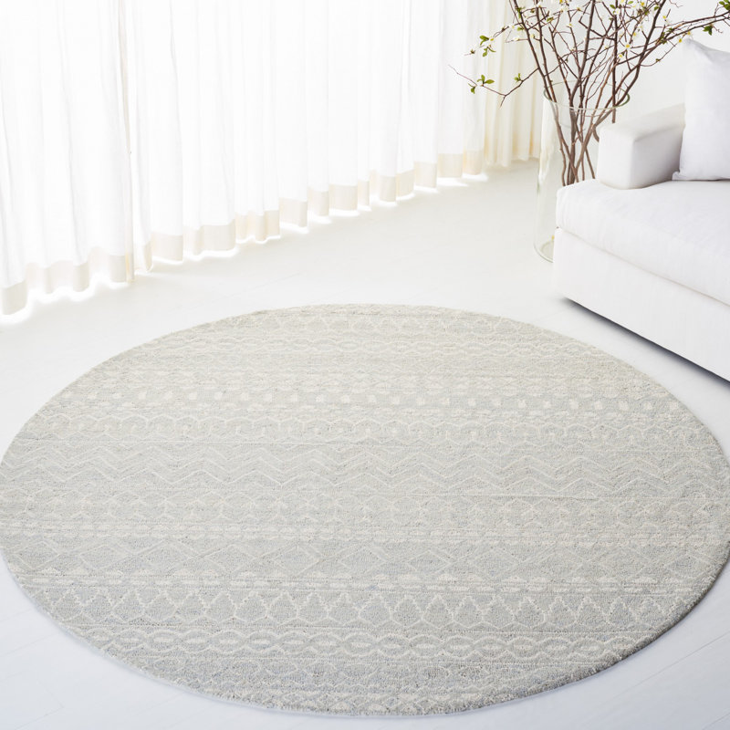 Tapis turquoise / ivoire en laine tissé à la main Lauren Ralph Lauren Rosalie, Rond 7 pi