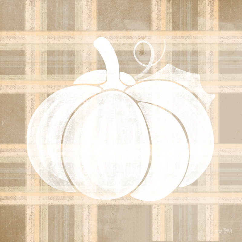 «Plaid Pumpkin» par House Fenway, H 36 po x l 36 po, Non, Gold Floater Framed Canvas