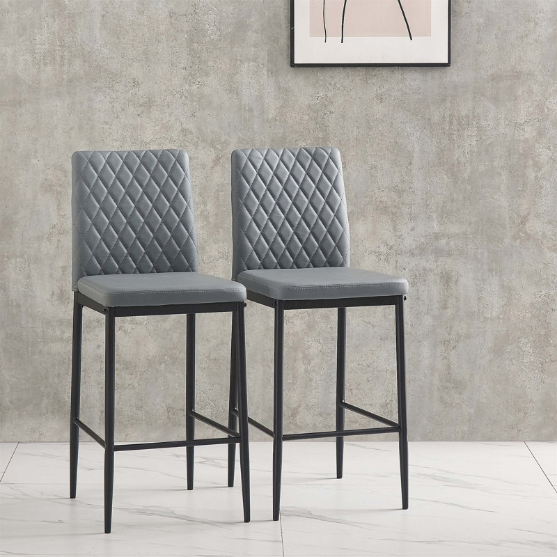 Tabourets de bar en métal à 4 pieds avec repose-pieds, Gris foncé