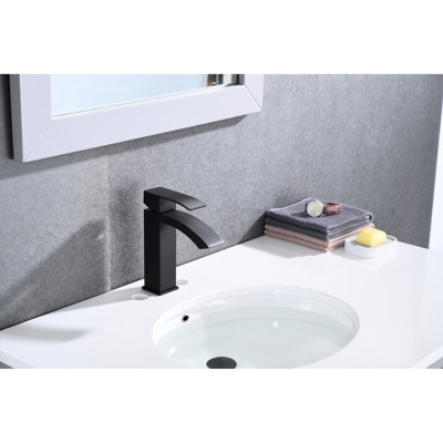 Waterfall Spout Faucet For Bathroom Sink, Single Handle Design, Pop - Up Drain Sinks With Overflow, Corrosion, Easy To Operate Sink Style Spout, Control, Thickened Gasket, Brushed Nickel, Build