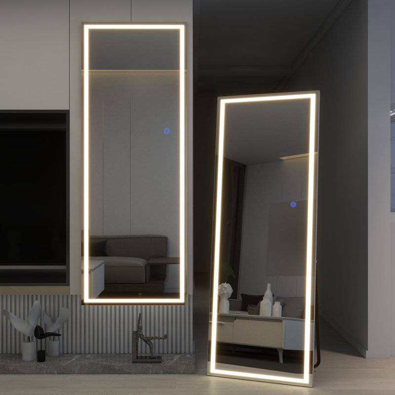 Miroir pleine grandeur Caprica, Blanc, H 63 po x l 19,7 po x P 1,8 po