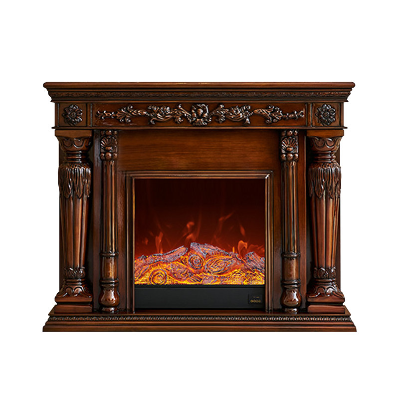 Walnut Solid Wood Electric Fireplace, Walnut