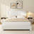 Queen Size Upholstered Cloud Bed Frame With Adjustable Headboard – Soft Teddy Fabric, Cream Platform Bed With Rounded Corners, No Box Spring Required, Easy Assembly