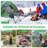 Reclining Camping Chair, Portable Lounge Chair with Footrest, Headrest, Storage Bag & Cup Holder