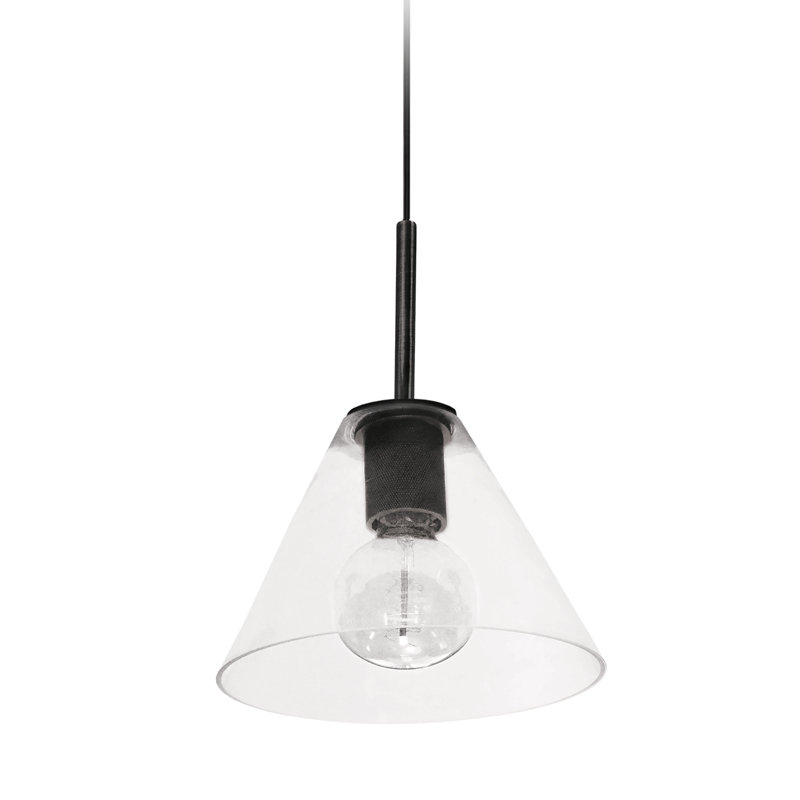 Luminaire suspendu conique 1 lumière Roswell, Noir mat