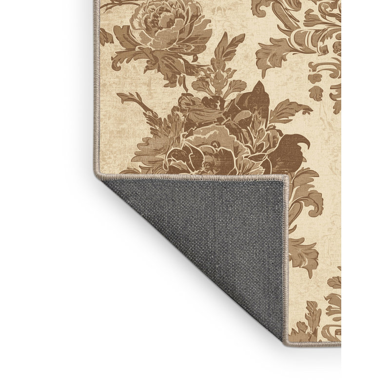 Tapis beige doux et moelleux à motif damas Midwood, 5 x 8