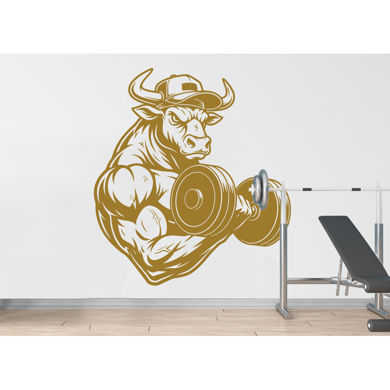 Autocollant mural Bull Gym, H 19 po x l 17 po, Rose pastel