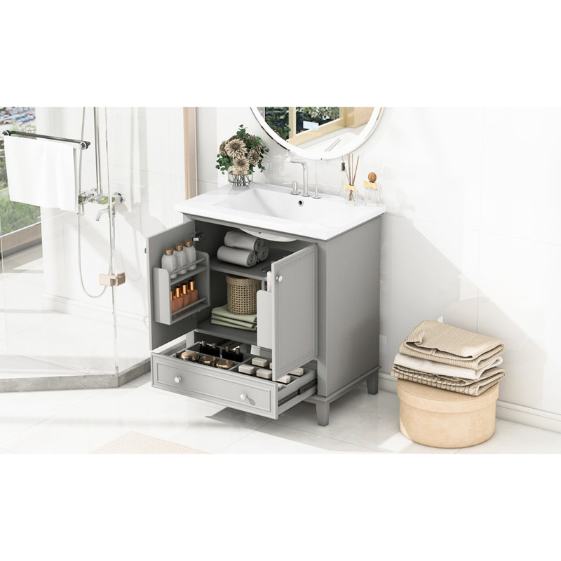 Meuble-lavabo gris avec lavabo - 30 po, Grey