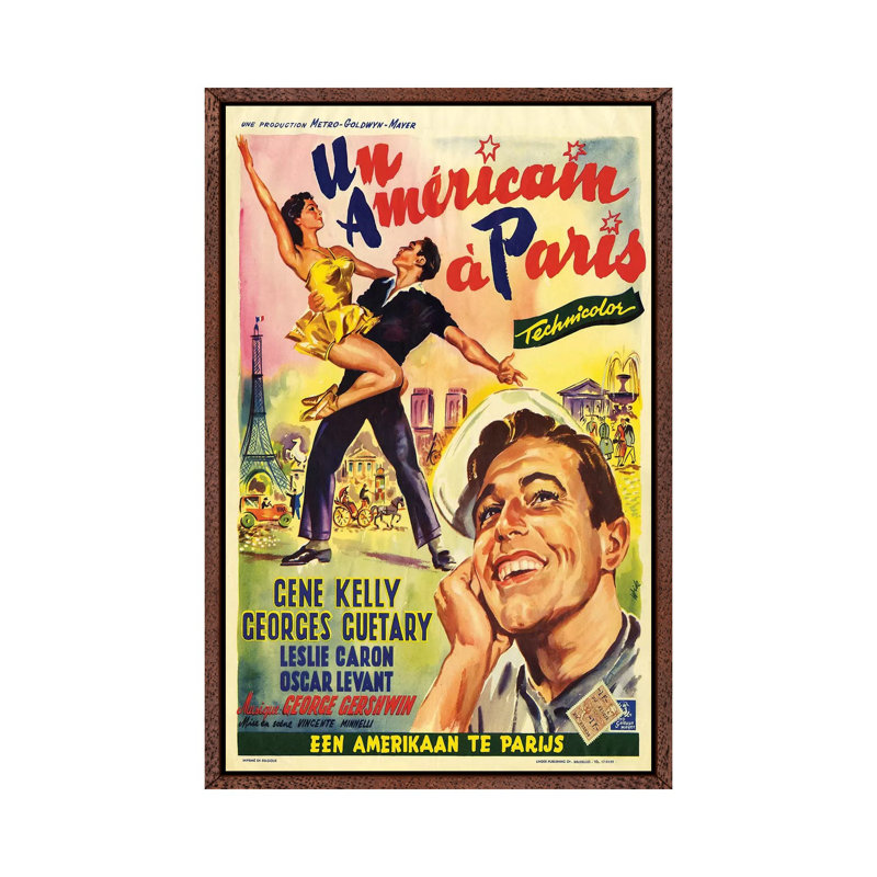 1951 an American in Paris Movie Poster 1 Piece Wall Art on Canvas, 101.6cm H x 66.04cm W x 3.81cm D