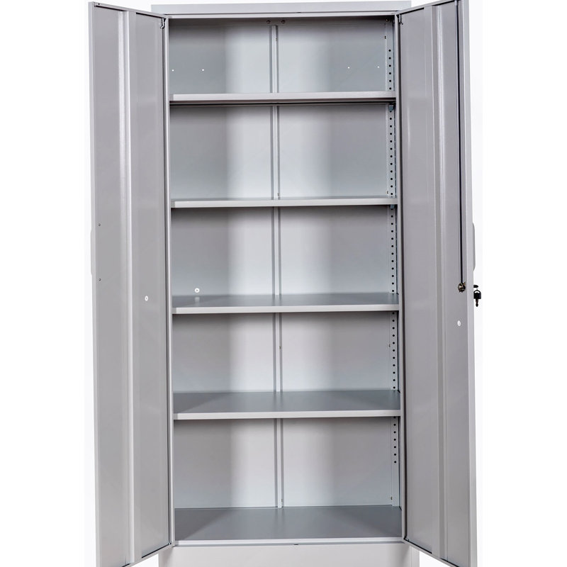 Armoire de rangement en métal robuste avec portes verrouillables et 4 tablettes réglables pour l'organisation de garage, de bureau ou d'entrepôt.