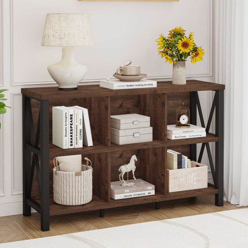 Bibliothèque en bois Guinna, Brun rustique, 6 cubes