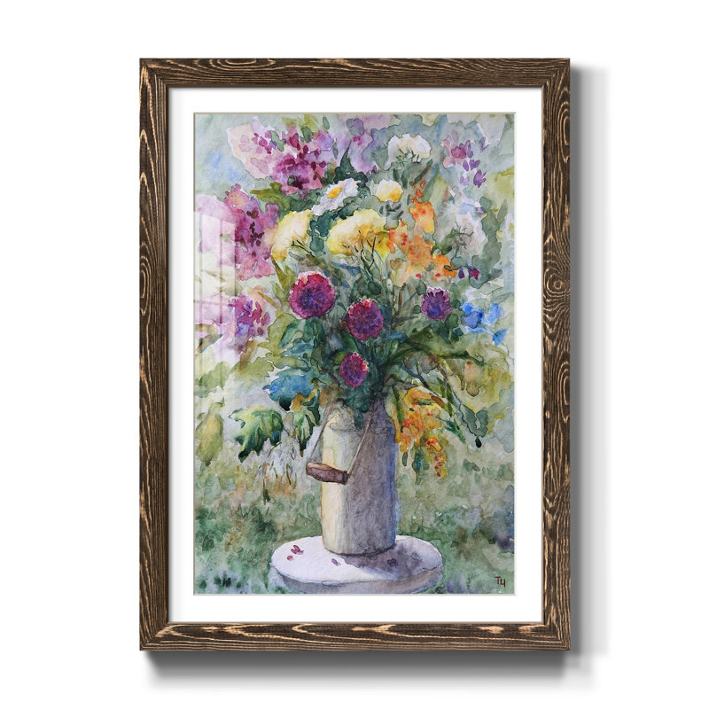 Fleurs printanières - Reproduction d'art sur papier encadrée, Noyer, H 44 po x l 31 po x P 1 po