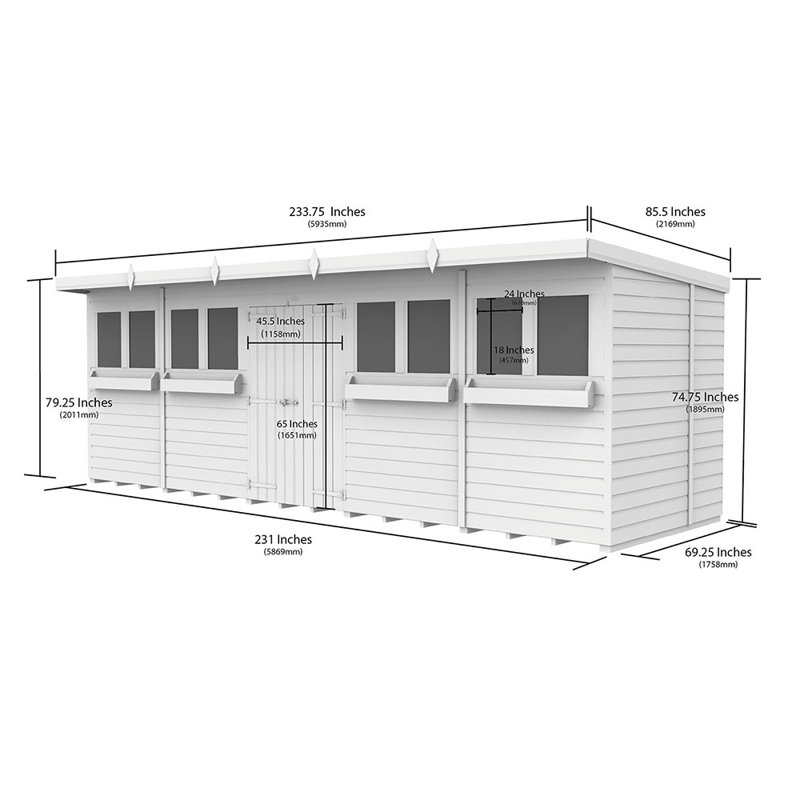 20ft x 6ft Pent Summer Shed