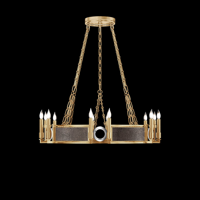Lustre rond l 35,75 po Mirage, Galet / or / nickel