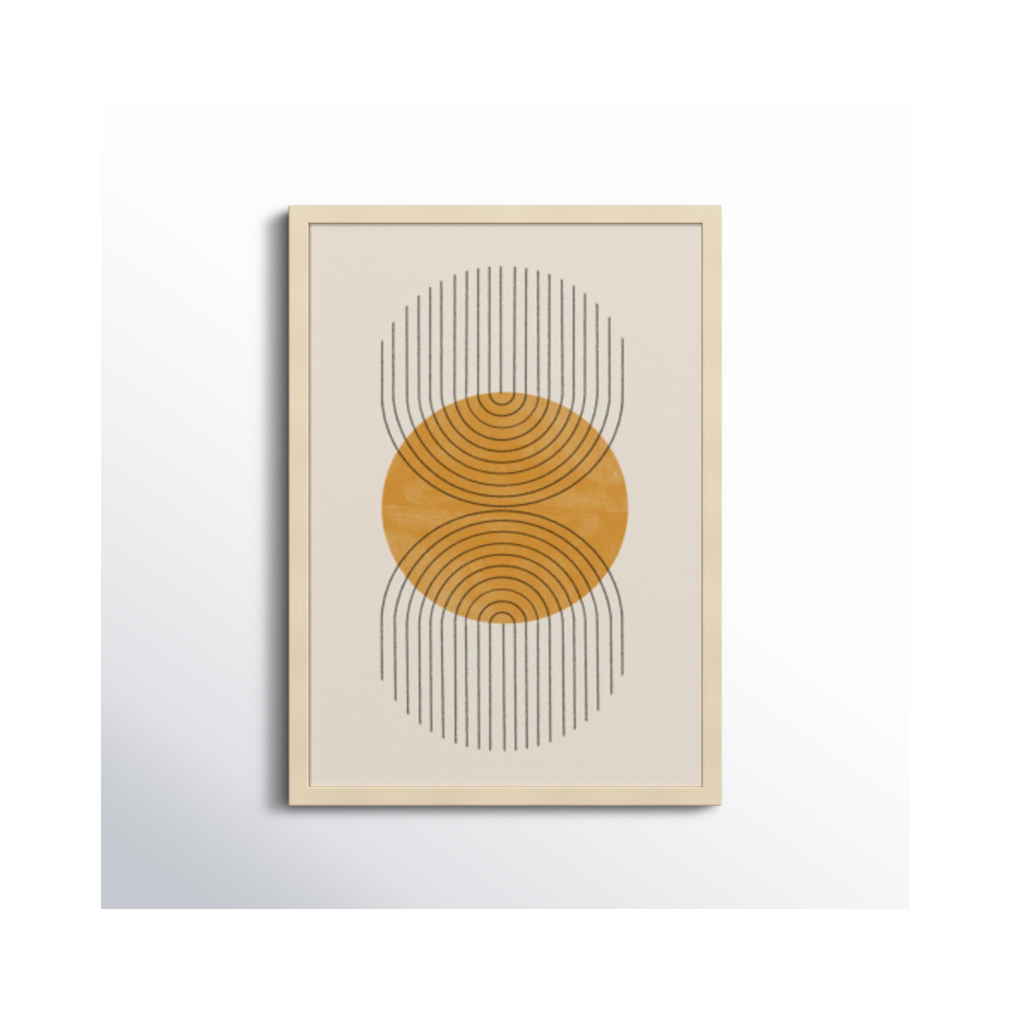 Perfect Point Yellow by The MIUUS STUDIO, 21" H x 15" W x 1" D, Brown Framed