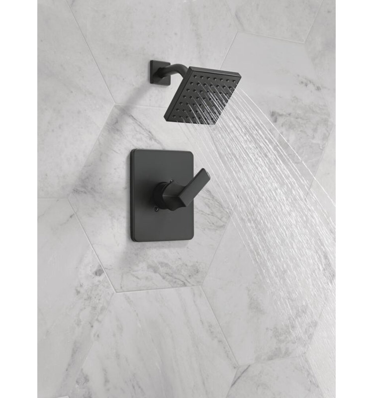 Velum Single-Function Shower Faucet Set, Valve Trim Kit, Shower Head and Handle Set, Matte Black