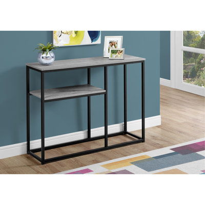 Table d'appoint, console, vestibule, étroit, canapé, salon, chambre à coucher, stratifié gris, métal noir, contemporain, moderne