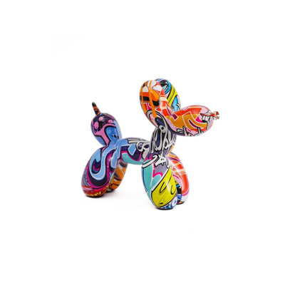 Resin Balloon Dog Sculpture - Collectible Figurines Decor for Home | Office Desktop Resin Decors Balloon Dog Decor (Graffiti)
