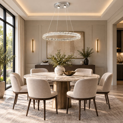 Transitional 2 Light LED Halo Crystal Chandelier
