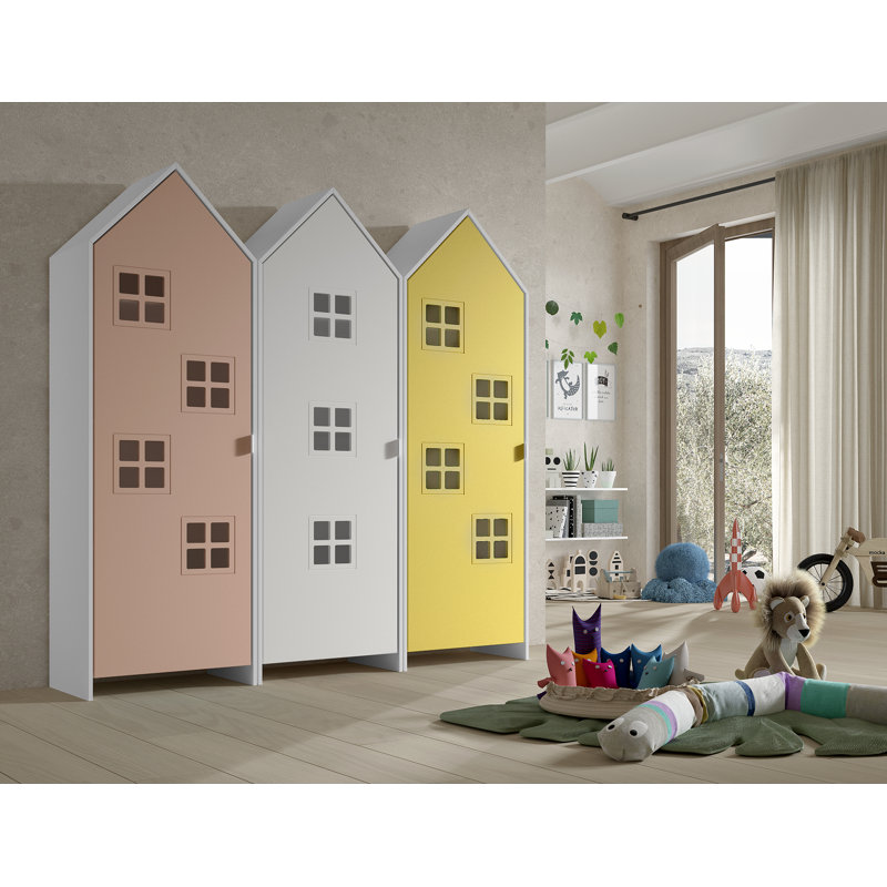 Casami Bruges 3 Door Manufactured Wood Wardrobe, Pink/White/Yellow