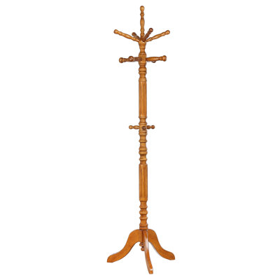 Cosman Golden Brown 11-Hook Freestanding Coat Rack With Hanger
