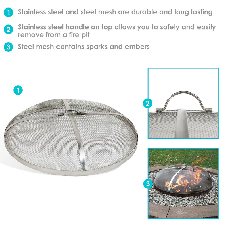 30-Inch Silver Stainless Steel Mesh Fire Pit Spark Screen Cover