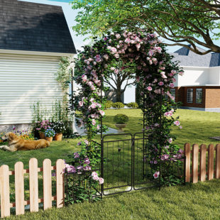Metal Garden Arch Arbor Iron Plant Trellis Fence Outdoor Decorative Archway