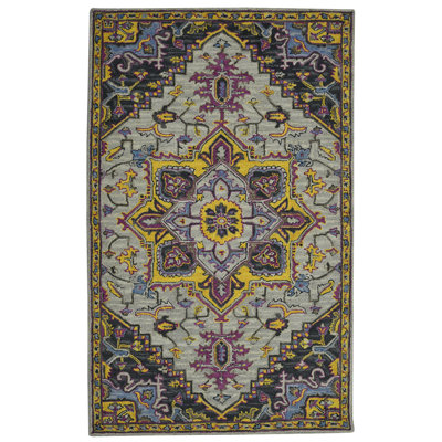 Shidler Hand-Tufted Vibrant Medallion All-Natural Wool Area Rug