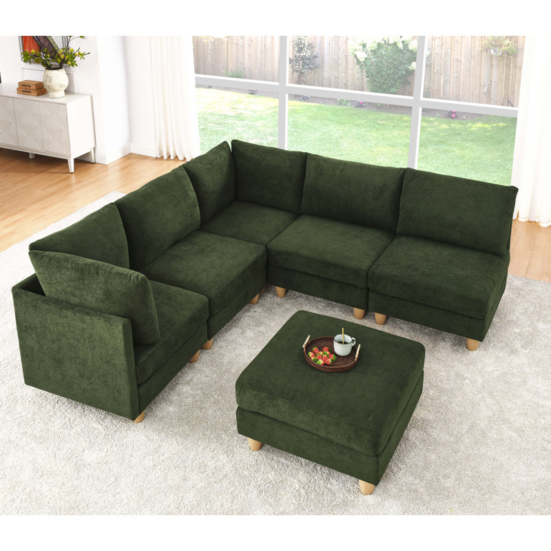 Canapé modulaire Barencombe, Mélange de polyester vert foncé