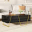 Table basse moderne et ultrabrillante rectangulaire pour le salon avec rangement et base dorée, 4 tiroirs, noir, 47,2 po