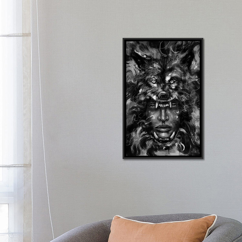 «Empress Wolf», impression sur toile, H 60 po x l 40po x P 1,5 po, Toile avec cadre noir, Pas de tapis