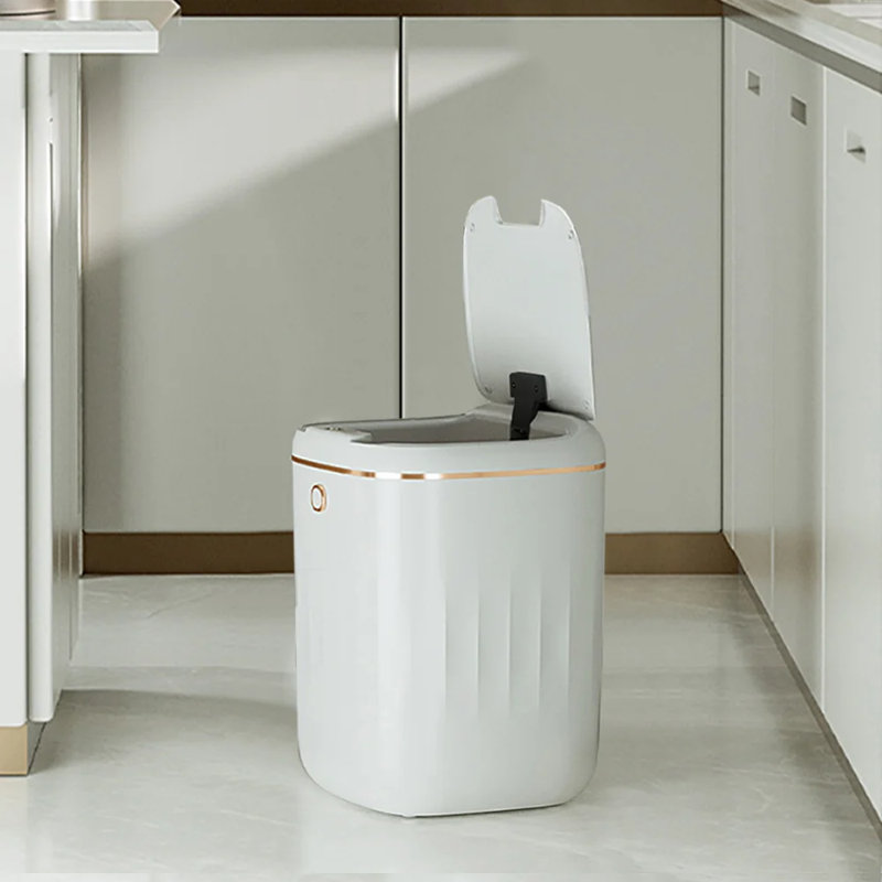Automatic Touchless Motion Sensor Trash Can White Smart Garbage Can for Bathroom Kitchen